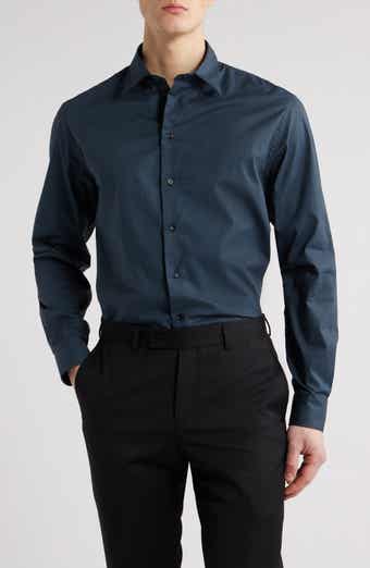 Emporio Armani Geo Print Stretch Cotton Poplin Button-Up Shirt