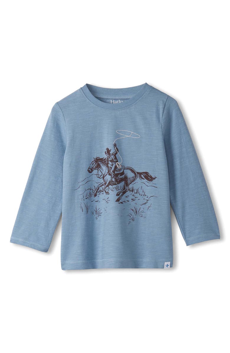 Hatley Ranch Long Sleeve Embroidered Graphic T-Shirt & Joggers Set, Alternate, color, Light Blue