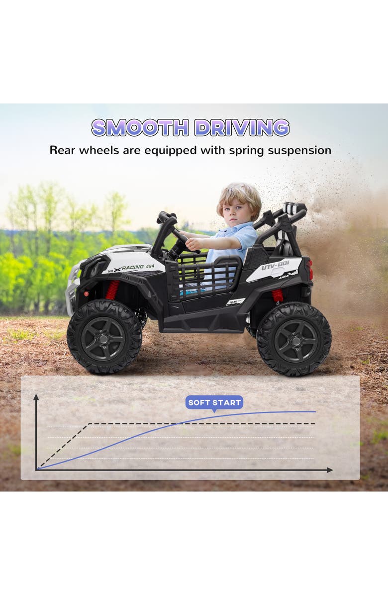 Qaba 24V 2-Seater Kids Electric Truck with Remote Control, Alternate, color, White