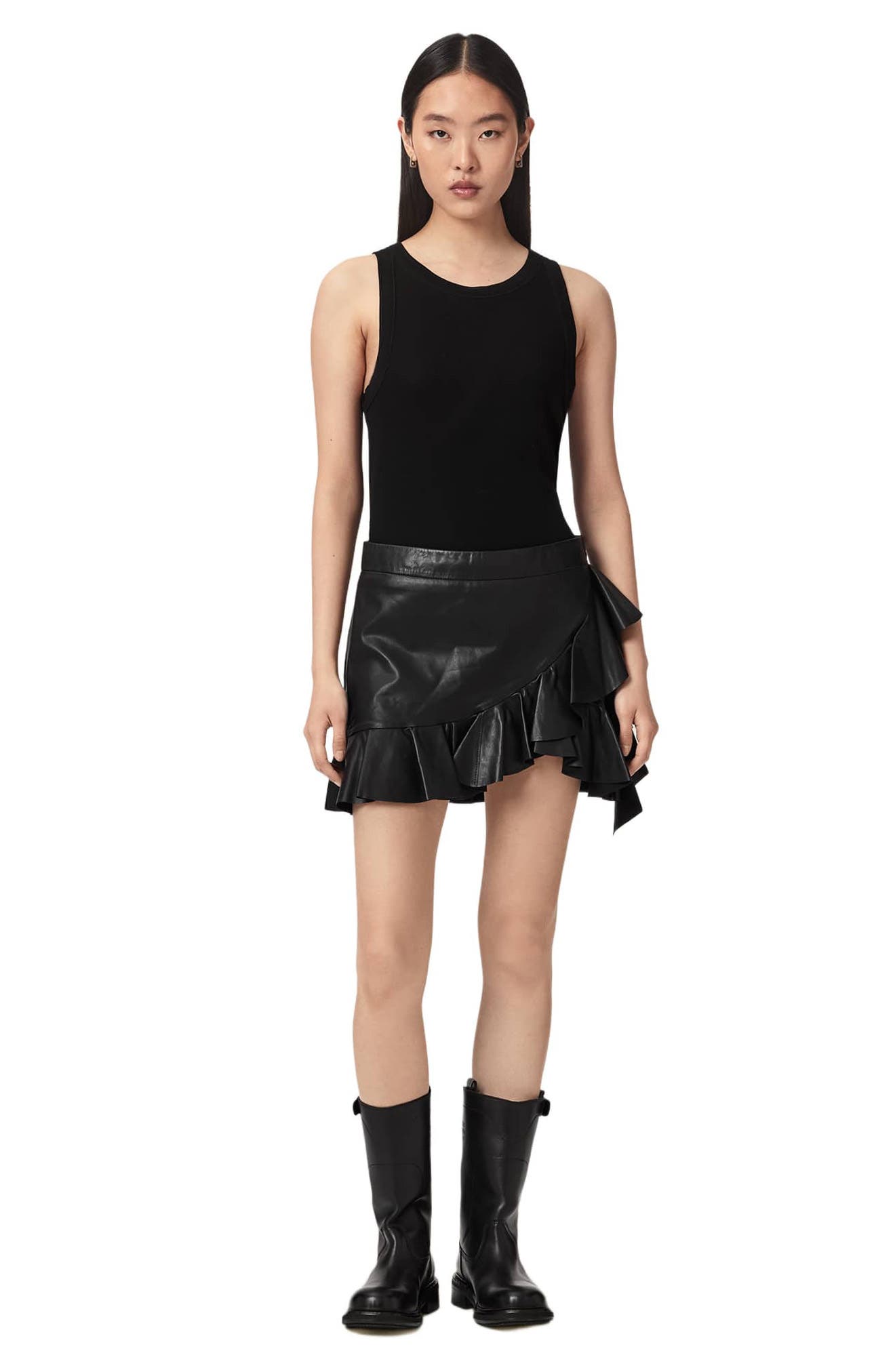 AllSaints Luana Lea Ruffled Leather Miniskirt (Women) | Nordstrom AllSaints Luana Lea Ruffled Leather Miniskirt (Women) | Nordstrom