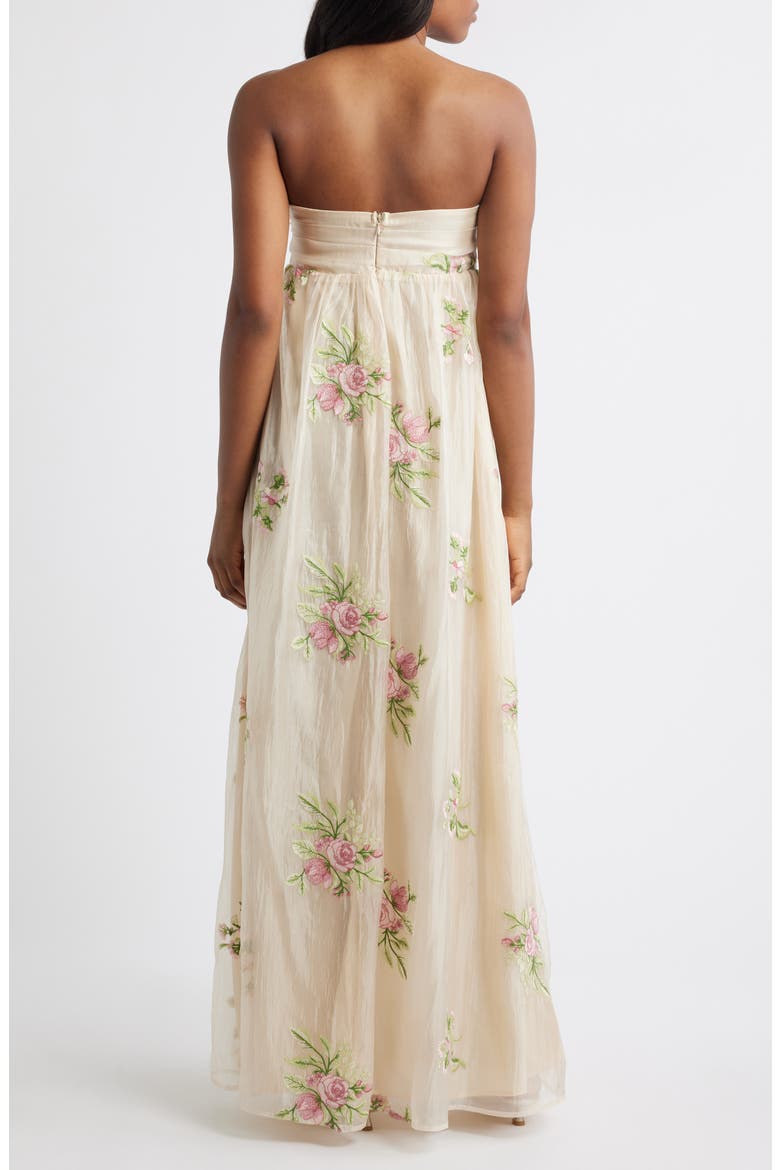 Fiona Floral Embroidery Strapless Dress, Alternate, color, CREAM MULTI
