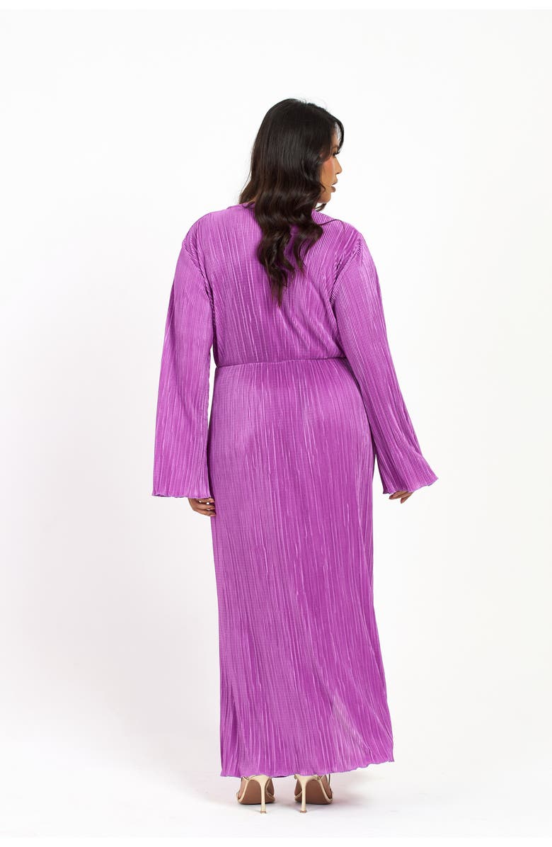 FASHION-SZN CURVE Curve Plisse Flare Sleeve Midaxi Dress, Alternate, color, Purple