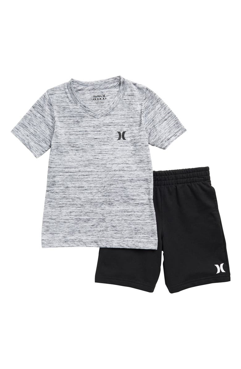Hurley Streaky V-Neck T-Shirt & Solid Shorts Set, Main, color,