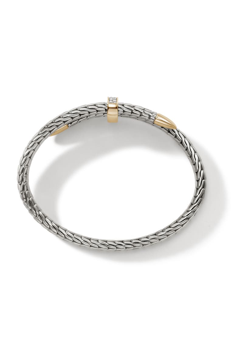 Spear Flex Cuff, Diamonds, 5.5mm, Alternate, color, STERLING SILVER/YELLOW GOLD