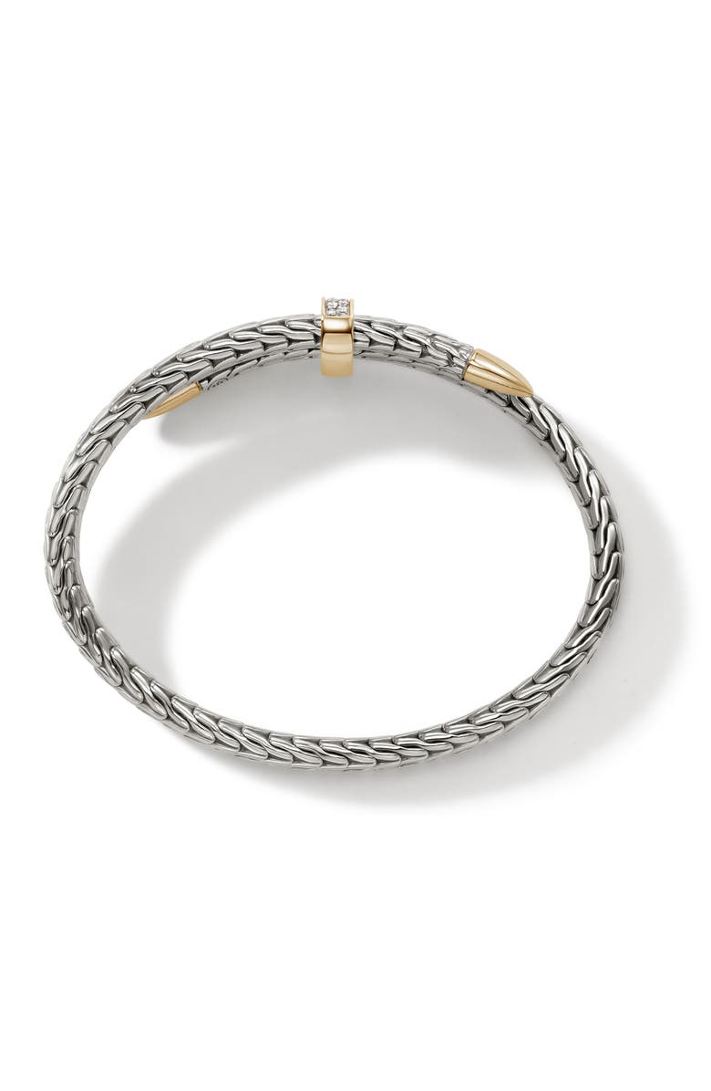 John Hardy Spear Pavé Diamond Flex Bracelet, Alternate, color, Sterling Silver/Yellow Gold