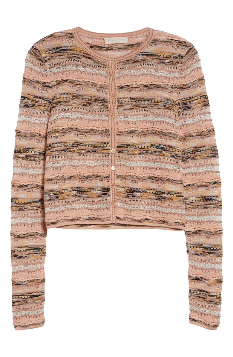 Ulla Johnson Mia Pointelle Button-Up Cardigan, Alternate, color, Hibiscus