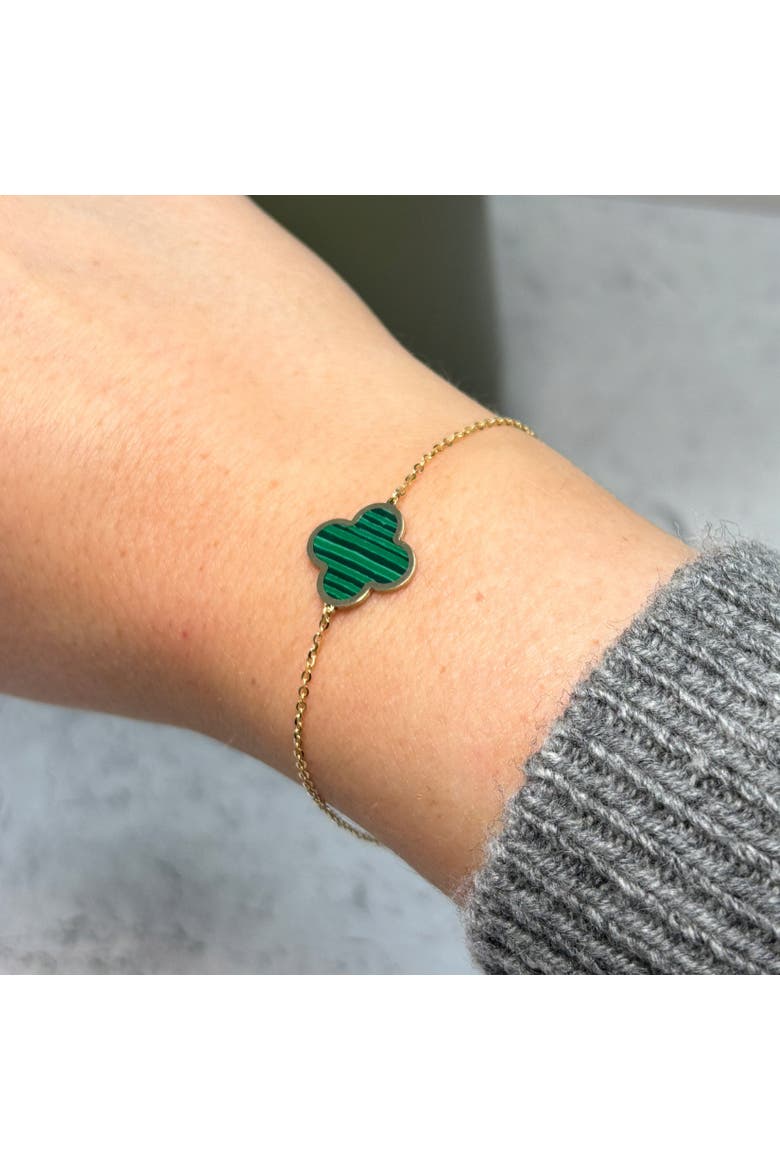 Large Malachite Single Clover Bracelet, Alternate, color, Malachite