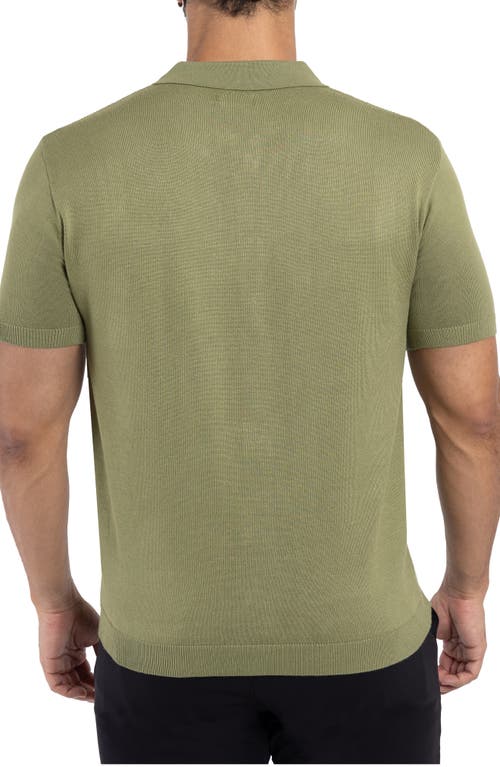 Spring + Mercer Textured Short Sleeve Button-up Sweater In Grass