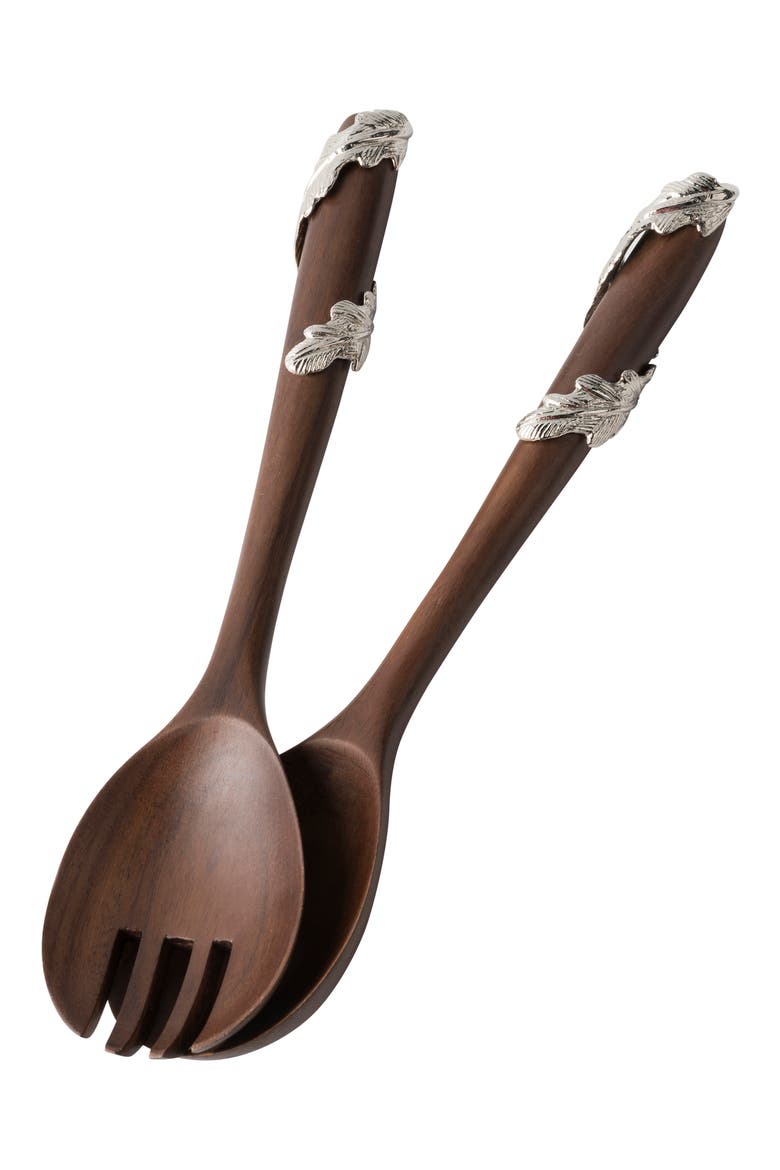 Merriam Acacia Wood Salad Servers, Alternate, color, WOOD/ METAL