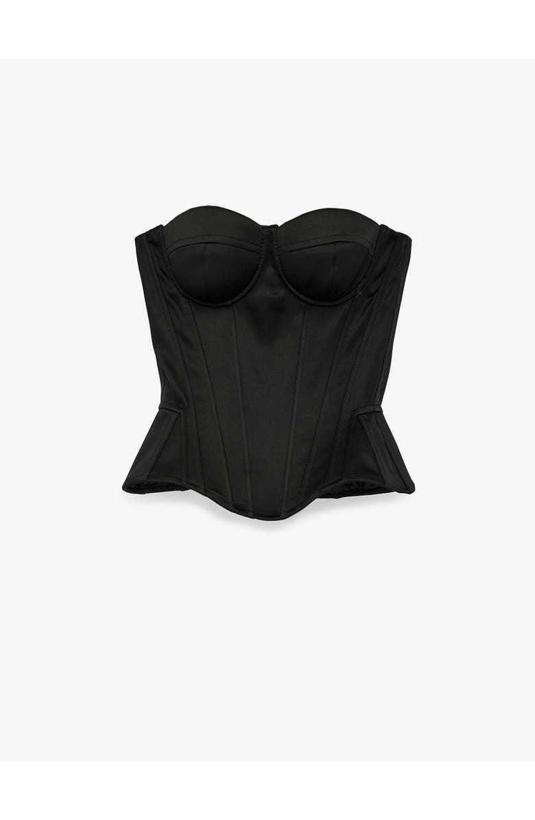 ZDNU 81041892 Structured Satin Strapless Corset, Alternate, color, Black
