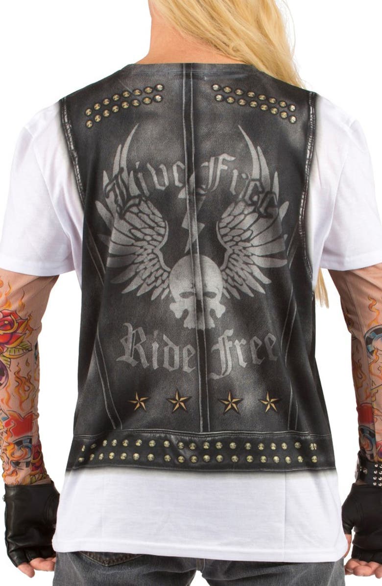 Faux Real Faux Real 'Biker Tattoo' Novelty Graphic T-Shirt, Alternate, color,