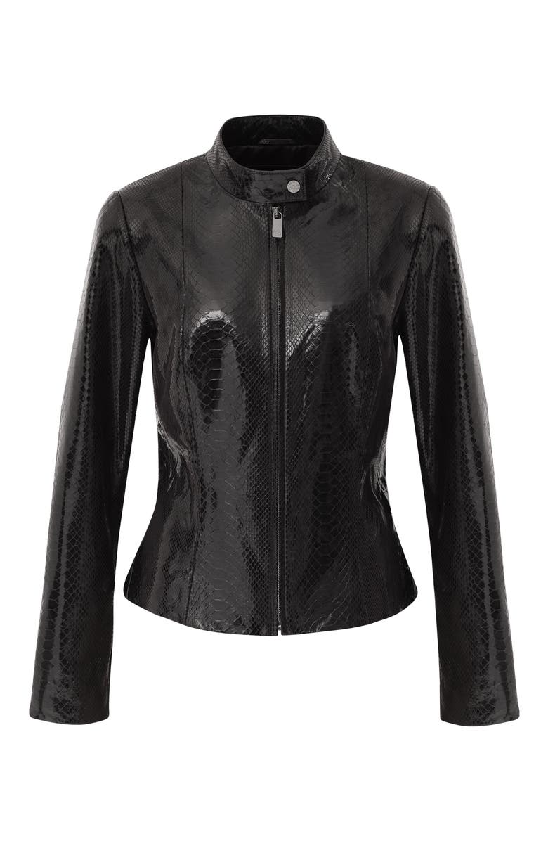 GORSKI Metis Suede Pythn Printed Zip Jacket, Alternate, color, Anthracite