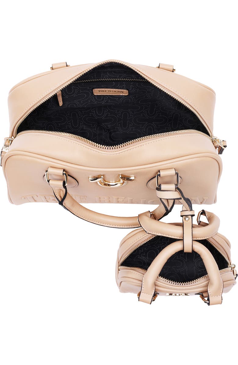 True Religion Logo Small & Large Satchel Bags, Alternate, color, Camel