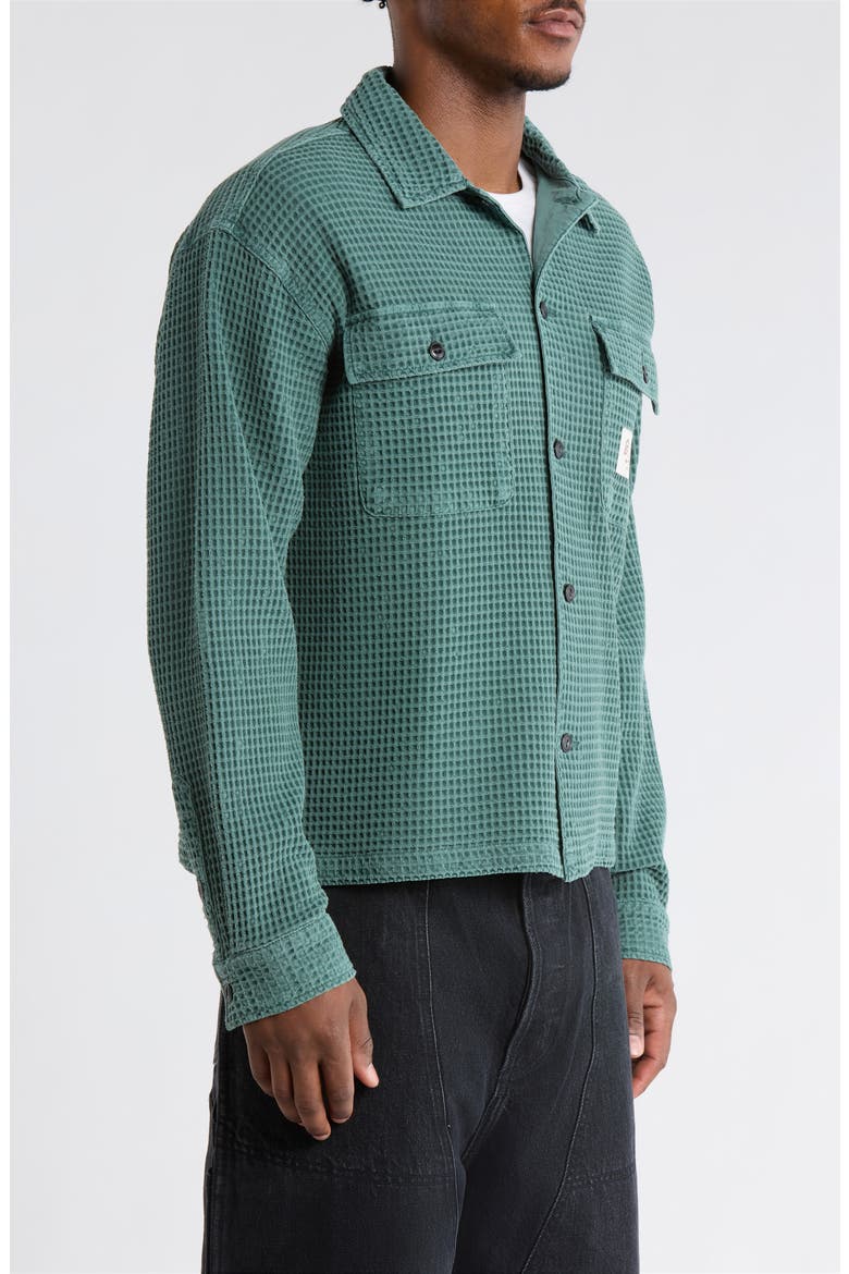 Waffle Button-Up Shirt, Alternate, color, SILVER PINE