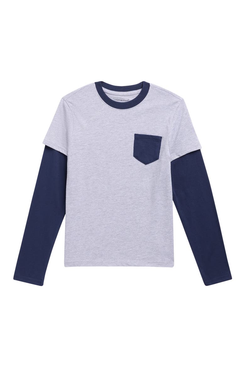Kids' Two-Fer Long Sleeve Tee, Main, color, GREY