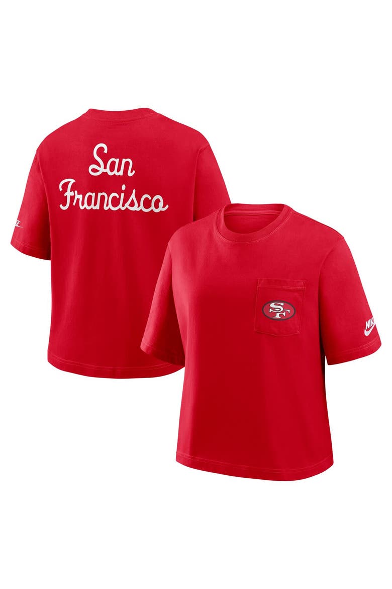 Women's Nike Scarlet San Francisco 49ers Rewind Pocket Boxy T-Shirt, Alternate, color, Scarlet