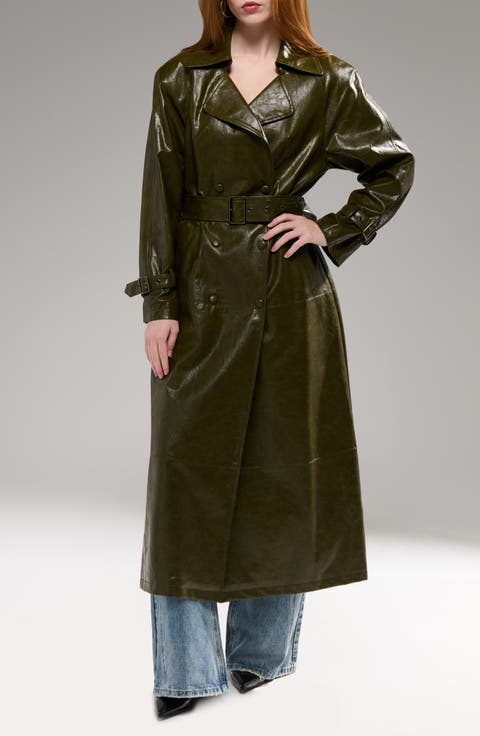 Coren Faux Leather Trench Coat