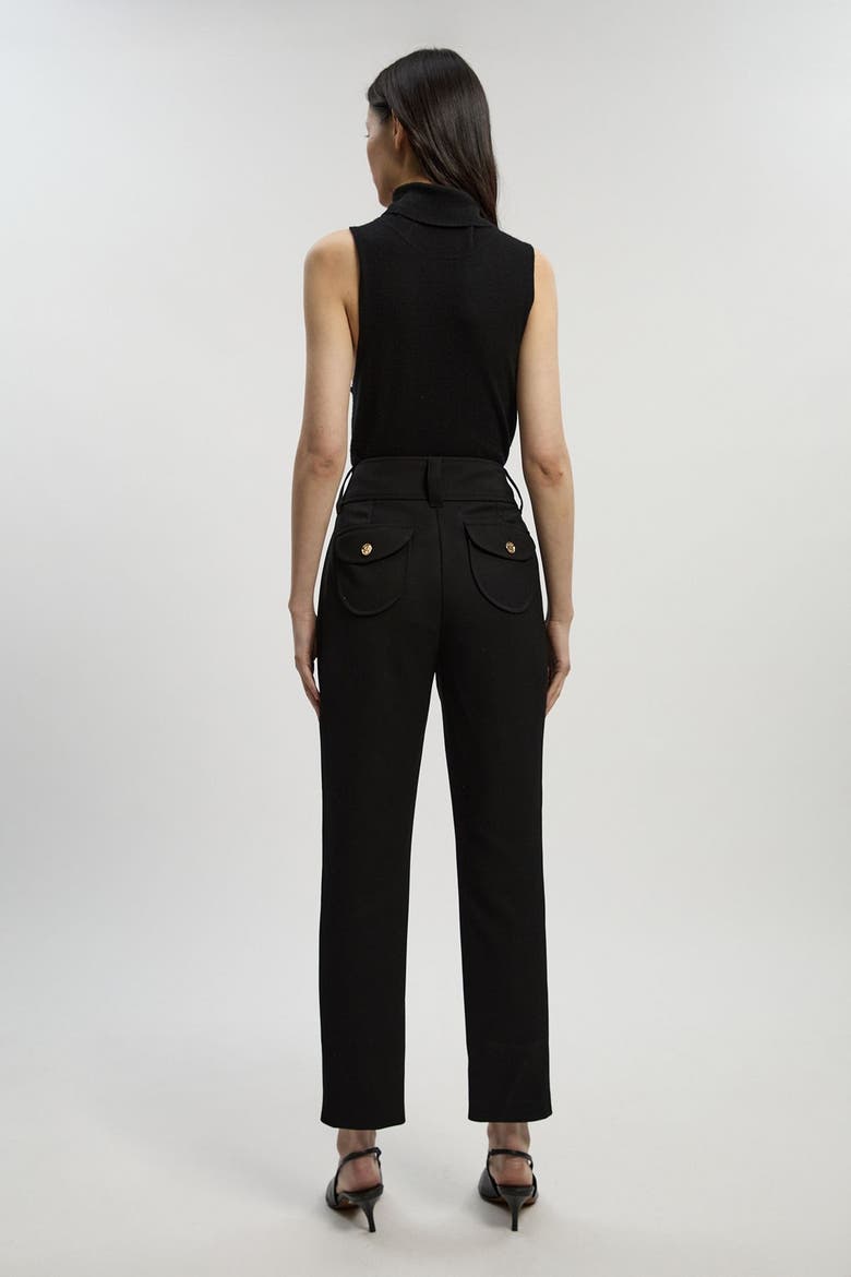 Textured Stretch Straight Leg Trouser, Alternate, color, Black