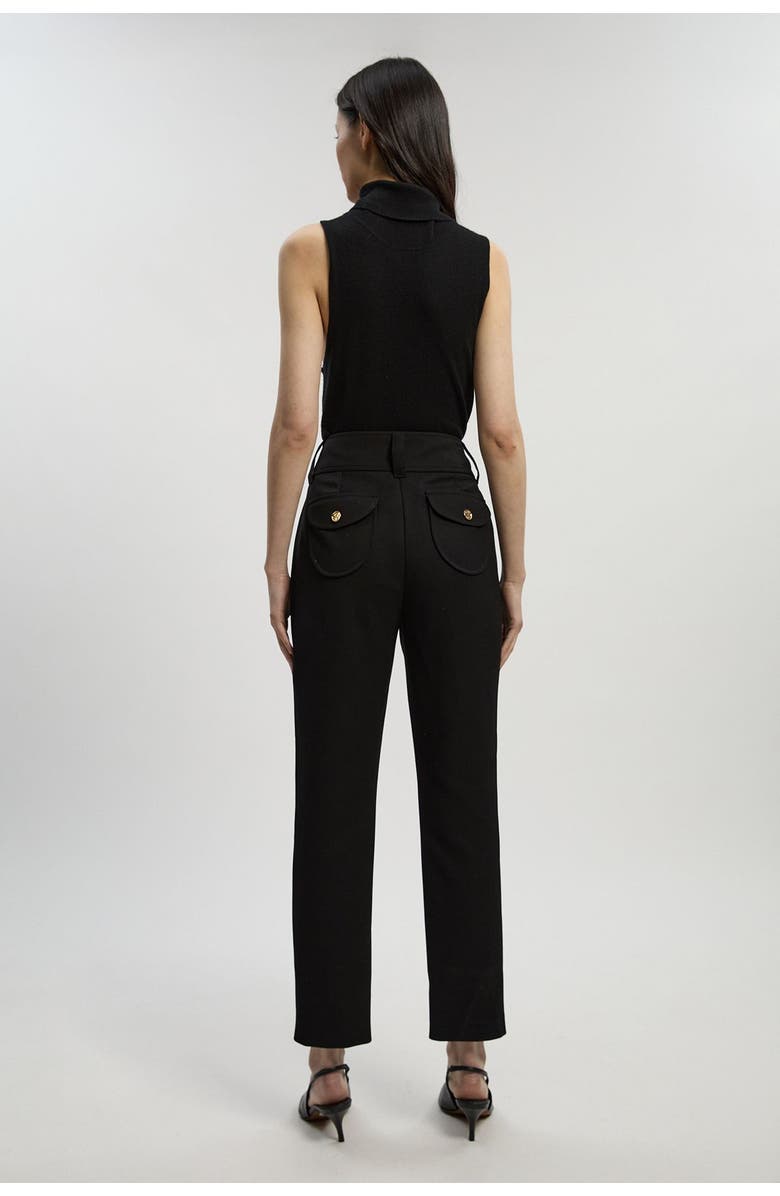 Karen Millen Textured Stretch Straight Leg Trouser, Alternate, color, Black