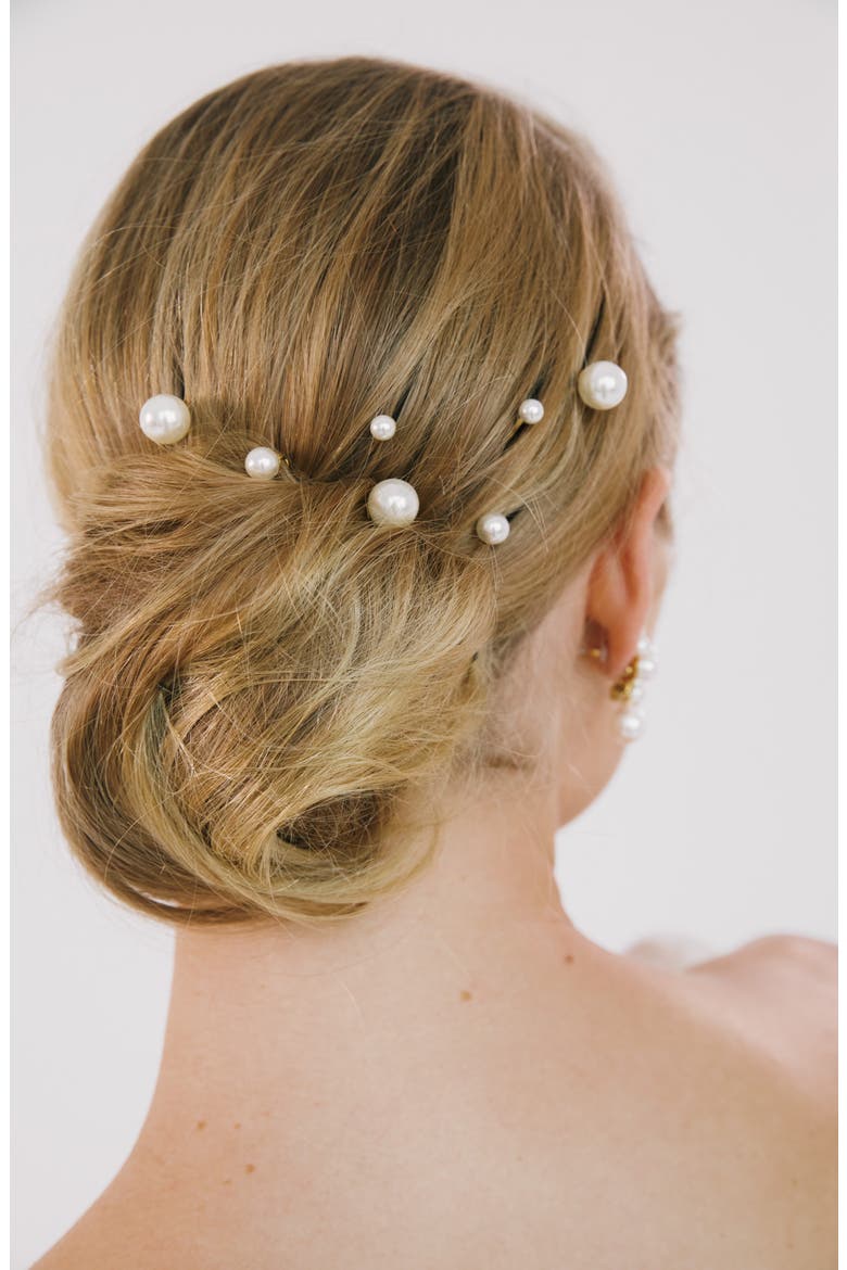 Perla Set of 7 Faux Pearl Bobby Pins, Alternate, color, PEARL