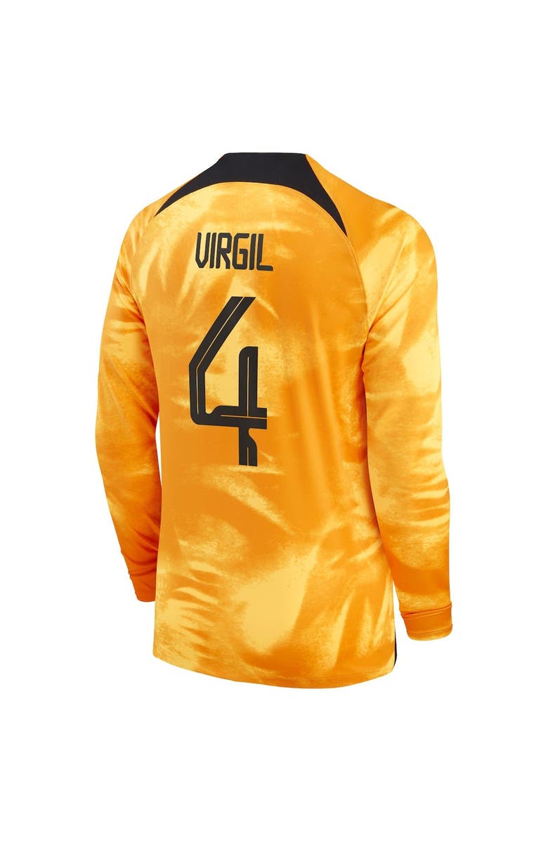 Nike Men's Nike Virgil Van Dijk Orange Netherlands National Team 2022/23 Home Breathe Stadium Replica Player Long Sleeve Jersey, Alternate, color, 