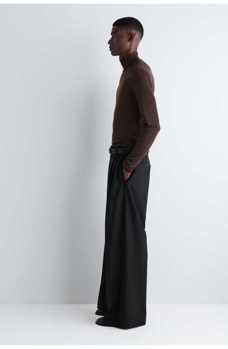 COS Slim Wool-Jersey Rollneck Top, Alternate, color, Dark Brown