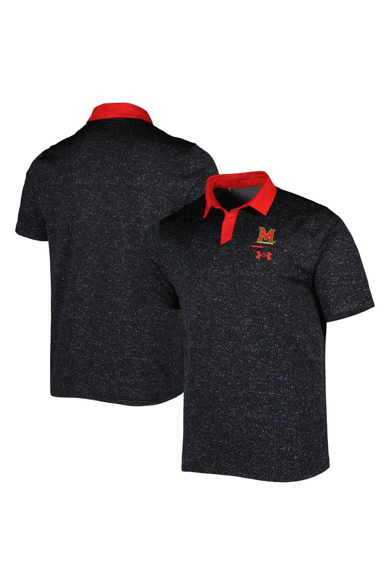Men's Under Armour Black Maryland Terrapins Static Performance Polo, Main, color, Black