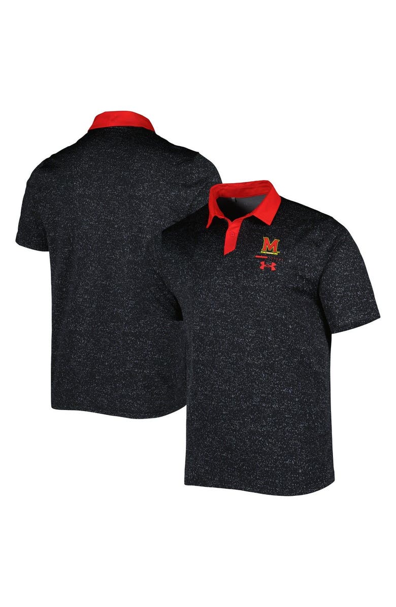 Under Armour Men's Under Armour Black Maryland Terrapins Static Performance Polo, Main, color,