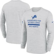 Nike Men's Nike Ash Detroit Lions Sideline Velocity Performance Long Sleeve T-Shirt