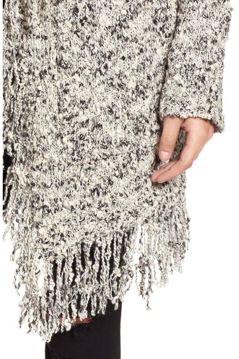 Fringe Knit Blanket Cardigan, Alternate, color, IVORY EGGNOG/BLACK