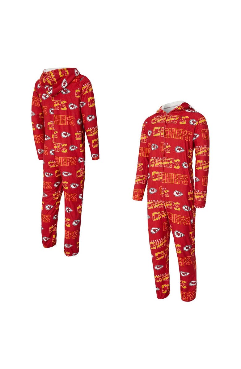 CONCEPTS SPORT Men's Concepts Sport Red Kansas City Chiefs Shuffle All-Over-Print Microfleece Full-Zip Union Suit, Main, color, Red