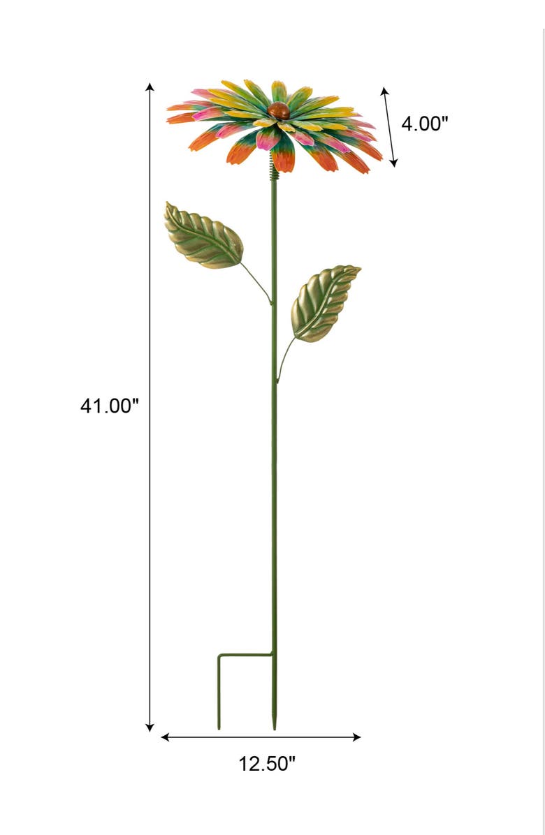 Glitzhome 41"H Garden Metal Flower Yardstake, Alternate, color, Green