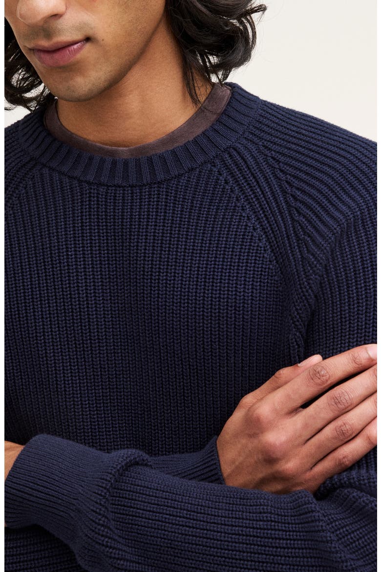 Shaker Stitch Cotton Sweater, Alternate, color, DEEP INDIGO