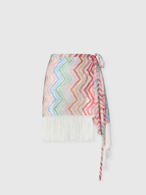 Wrap Mini Skirt With Zig Zag Print