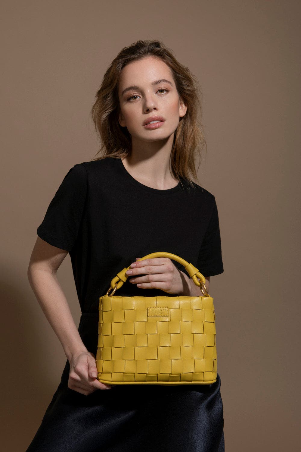 LaBante London Bella Vegan Mini Crossbody Bag, Alternate, color, Mustard