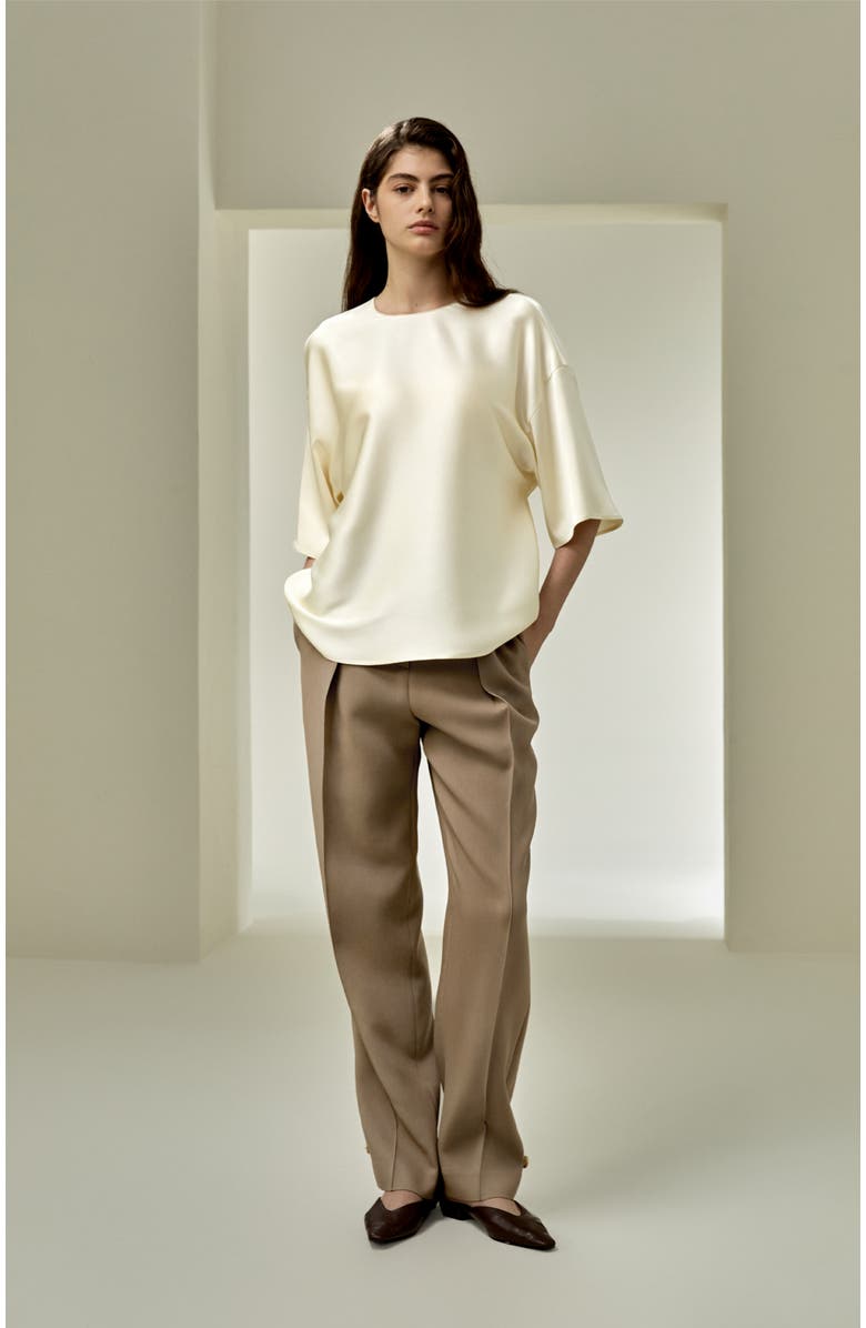 Lilysilk Relaxed Silk Crewneck Blouse, Alternate, color, Lily White