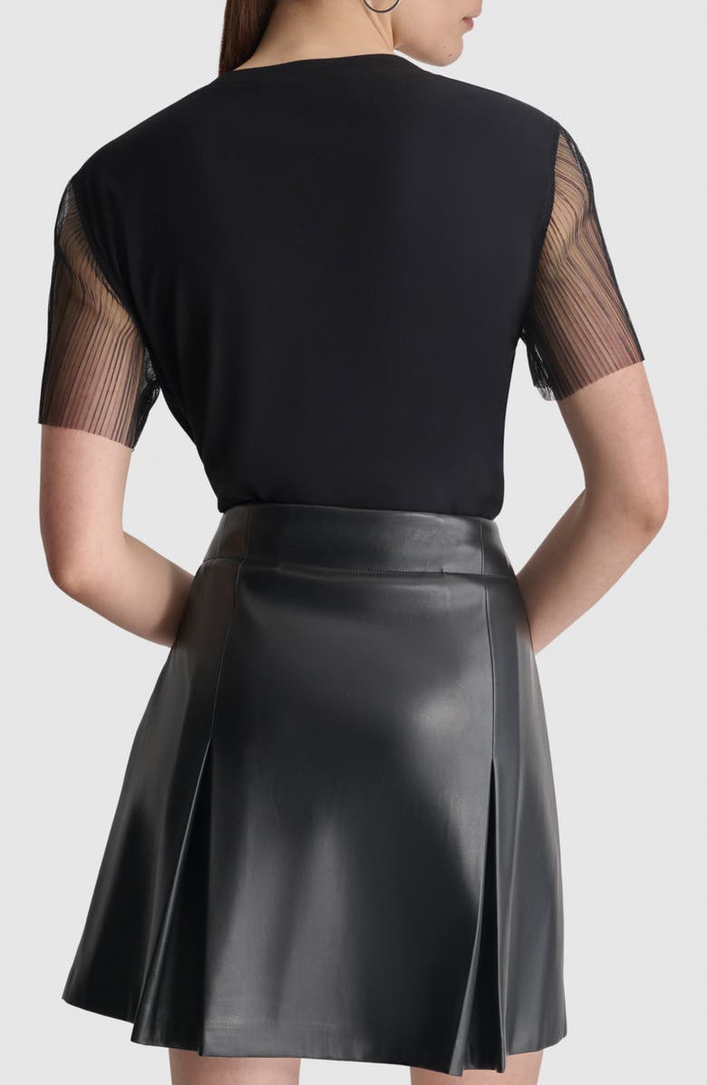 DKNY Plissé Sleeve V-Neck Top, Alternate, color, 