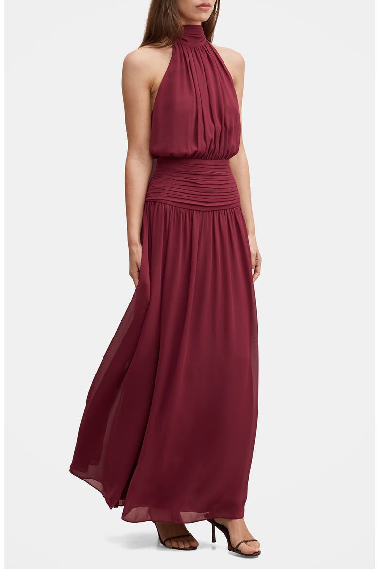 Renata Halter Maxi Dress, Alternate, color, BERRY