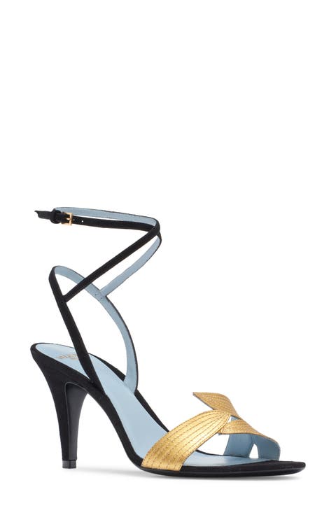 シューズ・サンダルその他 VALENTINO Woman Heeled sandals Silver 7W2S0MA6KDR S13 Valentino Silver Metallic Glitter Rockstud Ankle Strap
