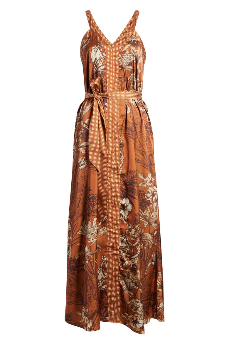 Aiza Mixed Print Dress, Alternate, color, AMBER MULTI