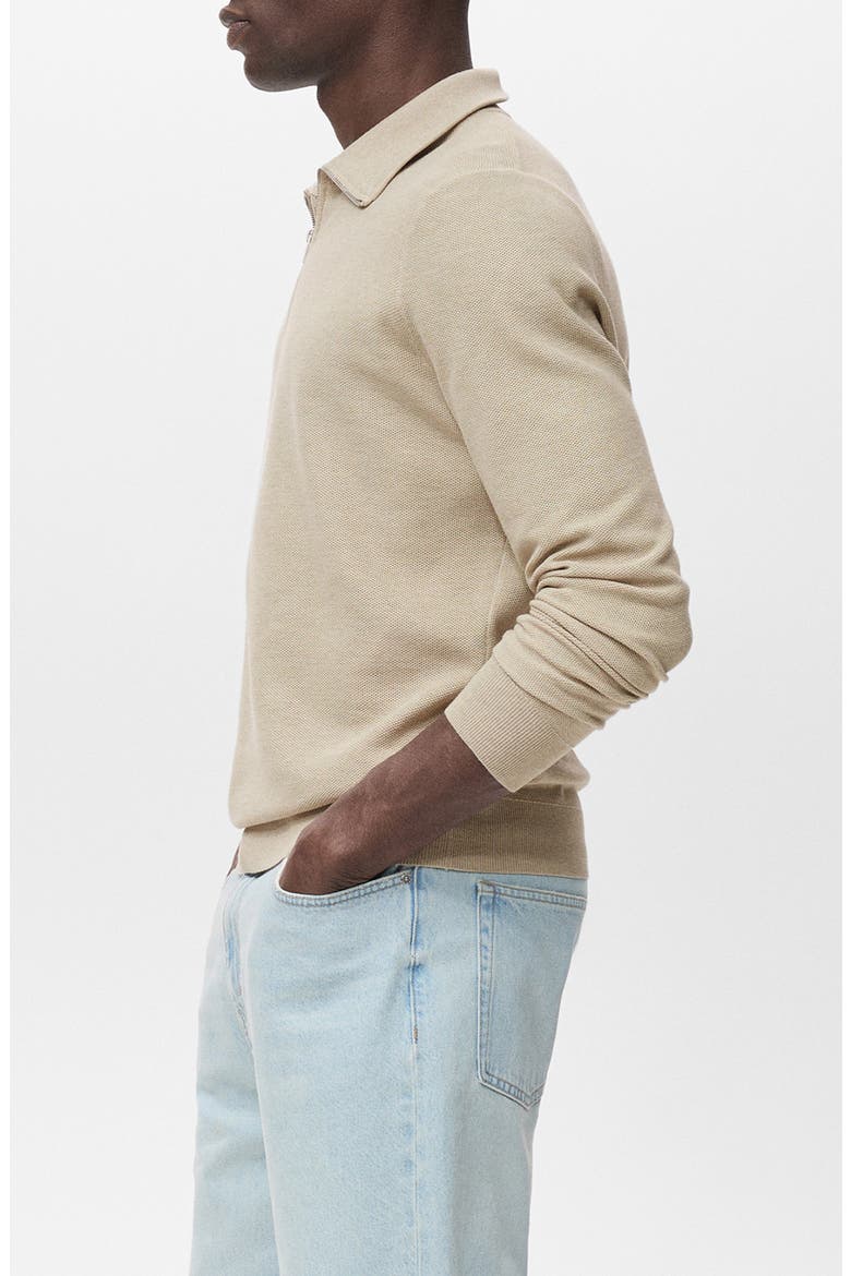 Half Zip Piqué Sweater, Alternate, color, BEIGE