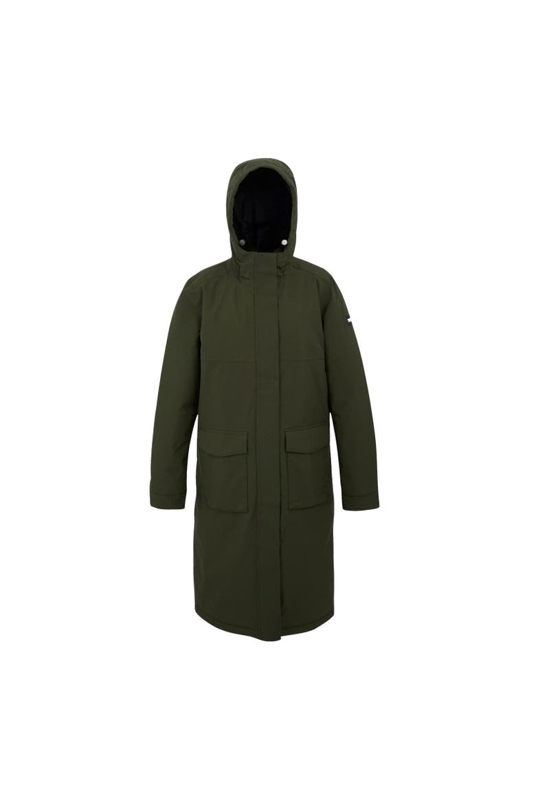 Yarli Longline Waterproof Jacket, Main, color, Dark Khaki and Black