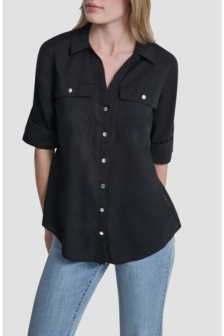 Short Sleeve Roll Tab Shirt, Main, color, BLACK