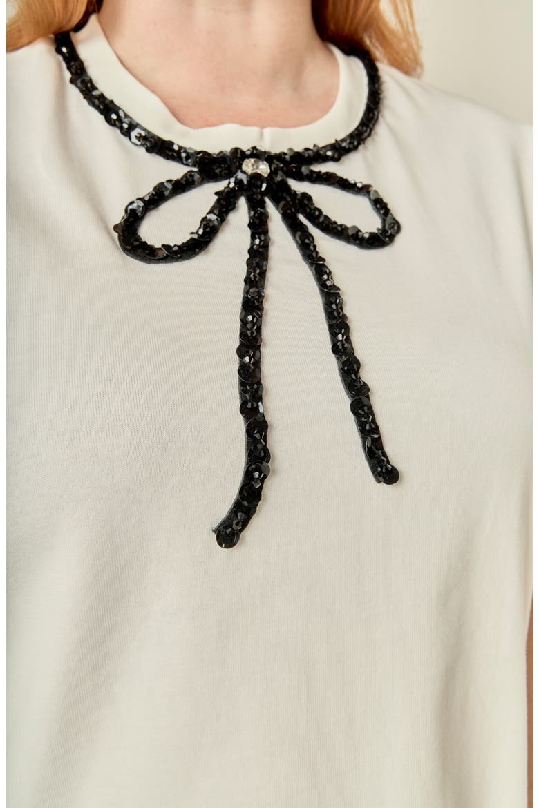 Beaded Bow T-Shirt, Alternate, color, WHITE