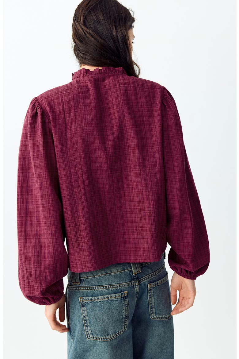 Ruffle Wrap Top, Alternate, color, BURGUNDY