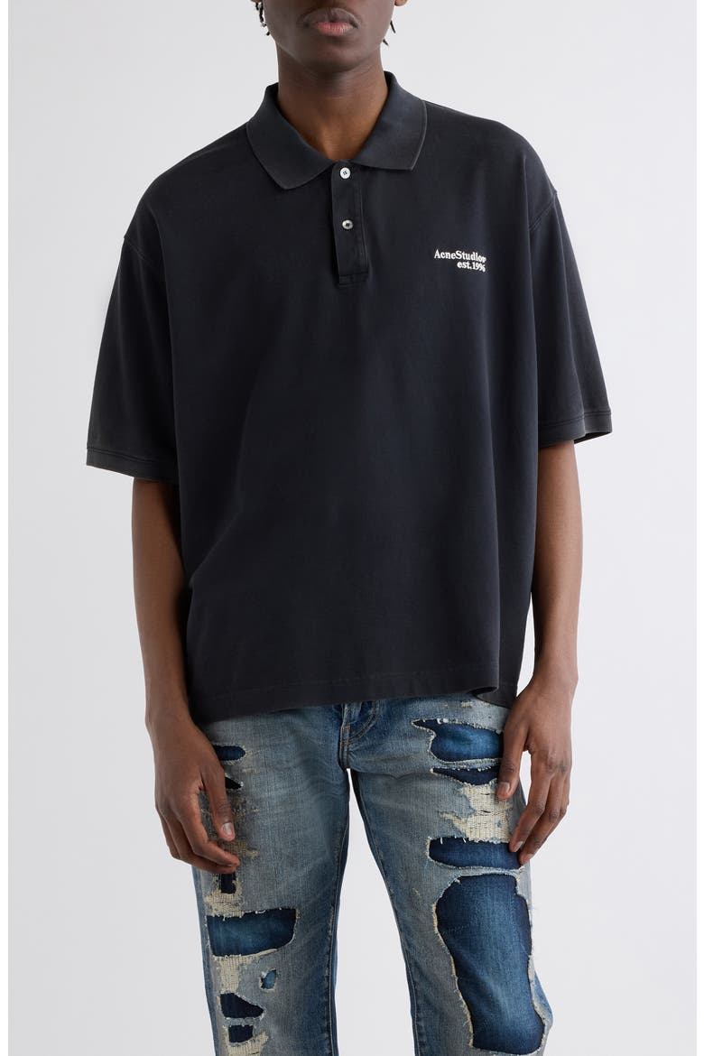 Egnes Logo Cotton Piqué Polo, Main, color, BLACK