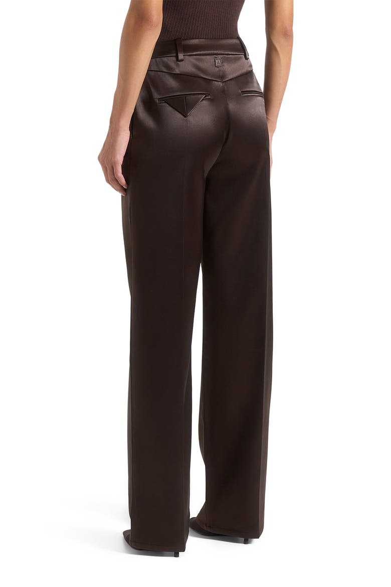 Julie Satin Tailored Twin Pleat Trousers, Alternate, color, Brown