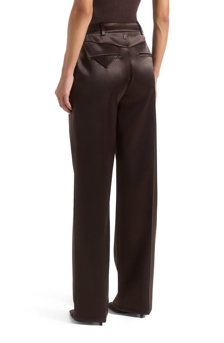 Manière De Voir Julie Satin Tailored Twin Pleat Trousers, Alternate, color, Brown