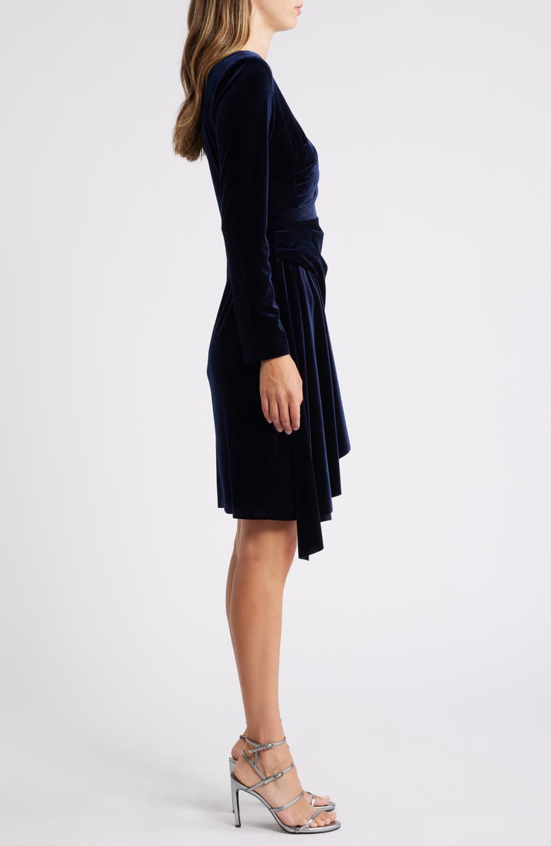 Eliza J Ruffle Long Sleeve Velvet Cocktail Dress, Alternate, color,