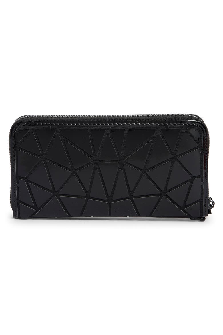 Geometric Zip Around Wallet, Alternate, color, SHINY BLACK